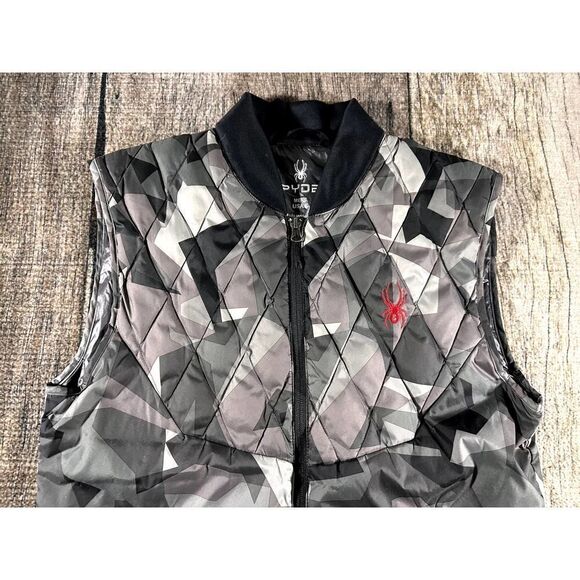 NWOT Spyder Ouzo Insulator ThermaWEB Vest Gray White Camo Print Small Winter - Picture 2 of 10